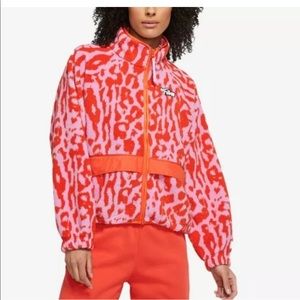 Nike fleece Sherpa red and pink animal print jacket